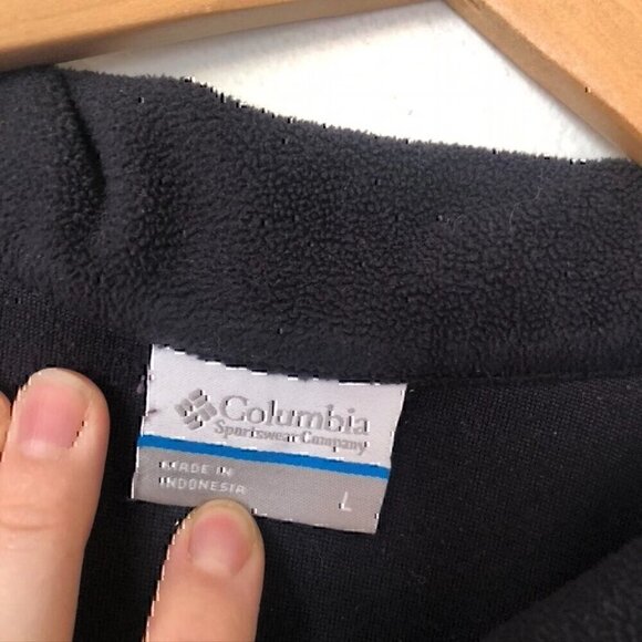 COLUMBIA Purple Black Colorblock 1/4 Zip Quarter Zip Fleece Sweatshirt Top Large - Picture 4 of 10